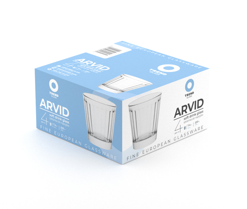 trend arvid 72047 kpl 4szt szklanek whisky 220ml h85 fi81 dekor prążki pionowe 2