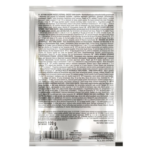 Drożdże gorzelnicze Turbo Grappa 120g 403170 2