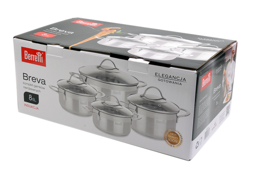Berretti kpl. garnków 8el. Breva BR-6385 1,5L/2,2L/2,8L/4,9L 2