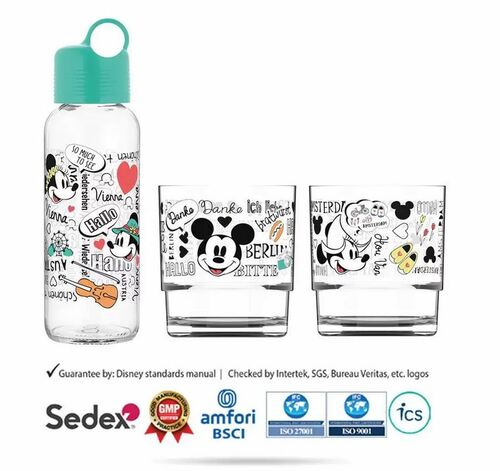 zestaw szklany zielony butelka + 2 szklanki D648 2