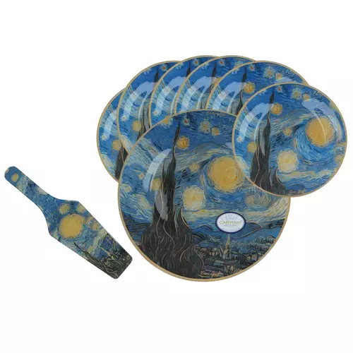 198-7551 Kpl. Patera i 6 talerzyków - V. van Gogh, Gwiaździsta noc 2
