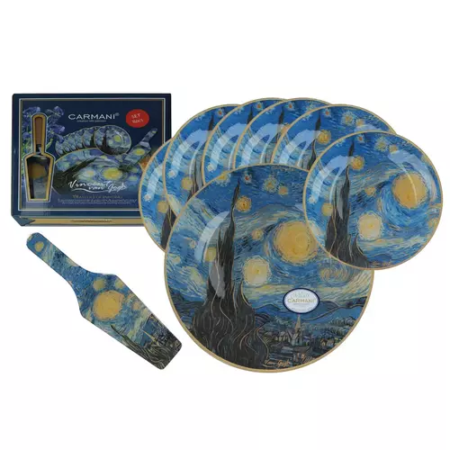 198-7551 Kpl. Patera i 6 talerzyków - V. van Gogh, Gwiaździsta noc 3
