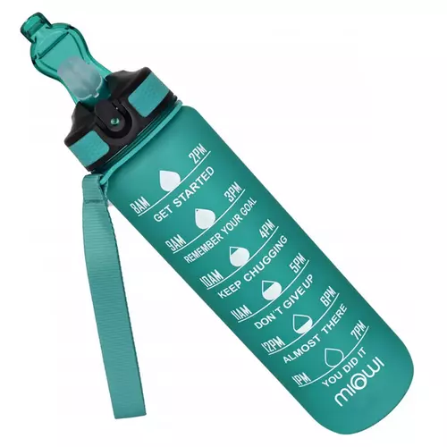 Miowi Butelka na wodę ze słomką 1000ml Turkusowa 2