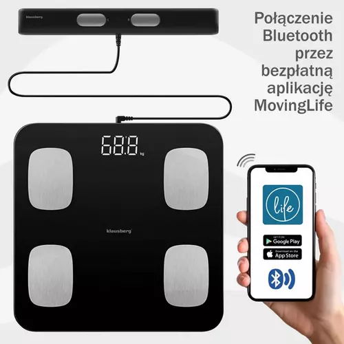 KB7852 Waga łazienkowa z uchwytem czarna 2