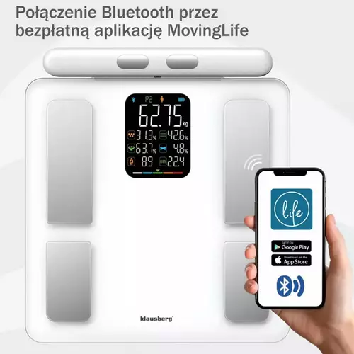 KB7857 Waga łazienkowa z uchwytem biała 3