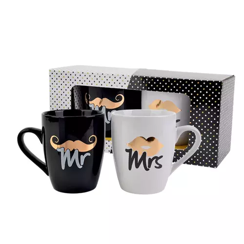 BlackWhite - Zestaw 2 kubków Baryłka 300ml - MR/MRS (złoto metalik) 2