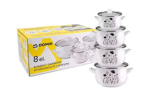 DOMIK kpl 8cz emal. garnków Łąka KO-0145 2,1L/3,1L/4,3L/5,5L 7
