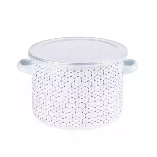 Garnek emaliowany z plastikową pokrywką 14cm plaster miodu 1,3L 2