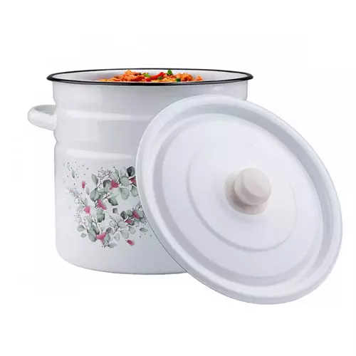 Garnek emaliowany zdobiony Eukaliptus 12L 26cm z/p 1624/2 2