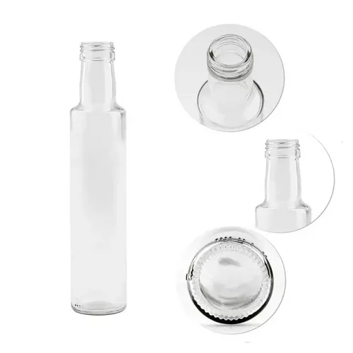 butelka na oliwę/ocet 250ml bezbarwna z zakętką i wkładką niekapek DORICA 2