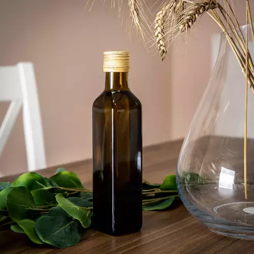 butelka na oliwę/ocet 250ml oliwkowa z zakętką i wkładką niekapek MARASCA 3