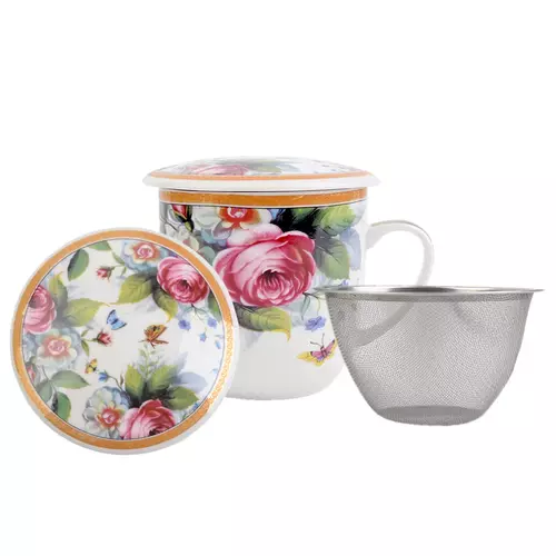 Kubek do herbaty z sitkiem HS-220.3 300ml róża 2
