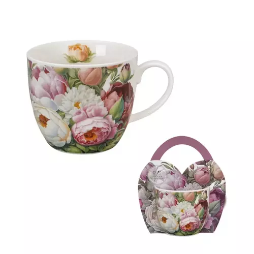 Duo Kubek 460ml w koszyczku Piwonie 2