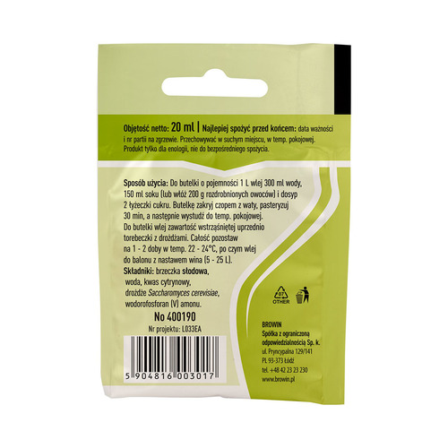 drożdże do win w płynie Uniwersalne 20ml 400190 2