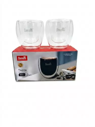 berretti tazza BR-2316 kpl 2 szt szklanek espresso podwójna ścianka 80ml 2