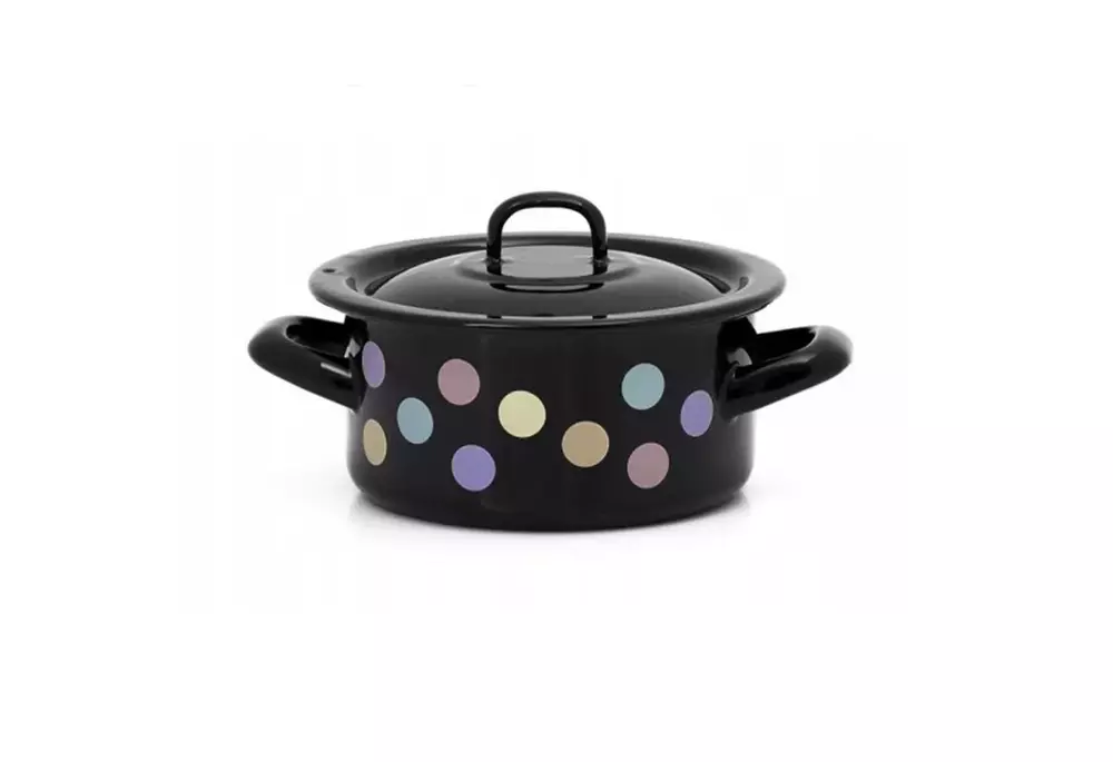 Metalac Pastel Kropki Garnek z pokrywką 14cm/1L 1