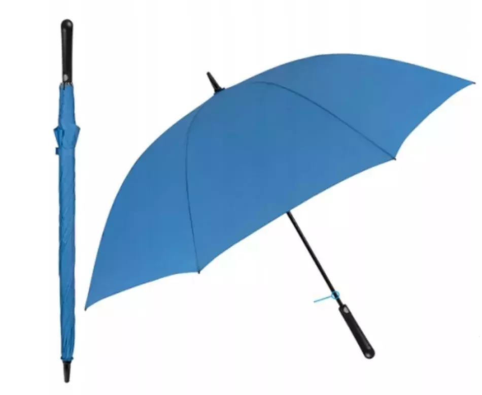 Parasol automatyczny duży odblaskowy niebieski czarna rączka długi 9602205 1