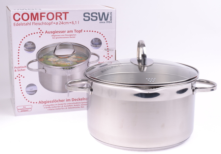 421724 garnek comfort new 24cm ze szkl.pokr. 6,1L 1