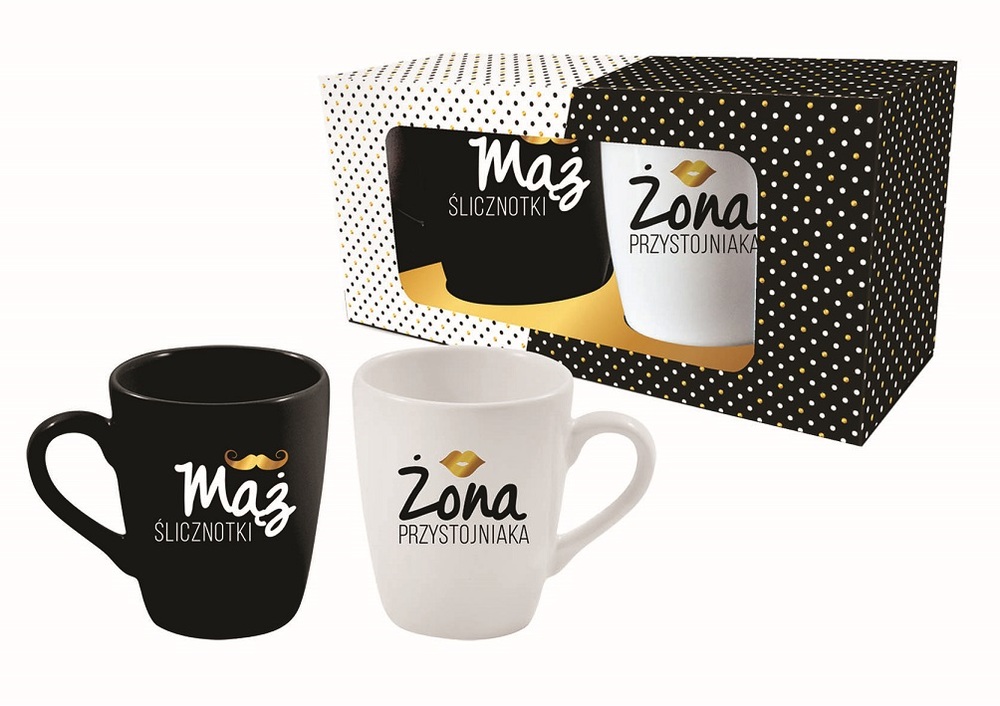 black white zestaw 2 kubków baryłka 300ml mąż ślicznotki/żona przystojniaka 1