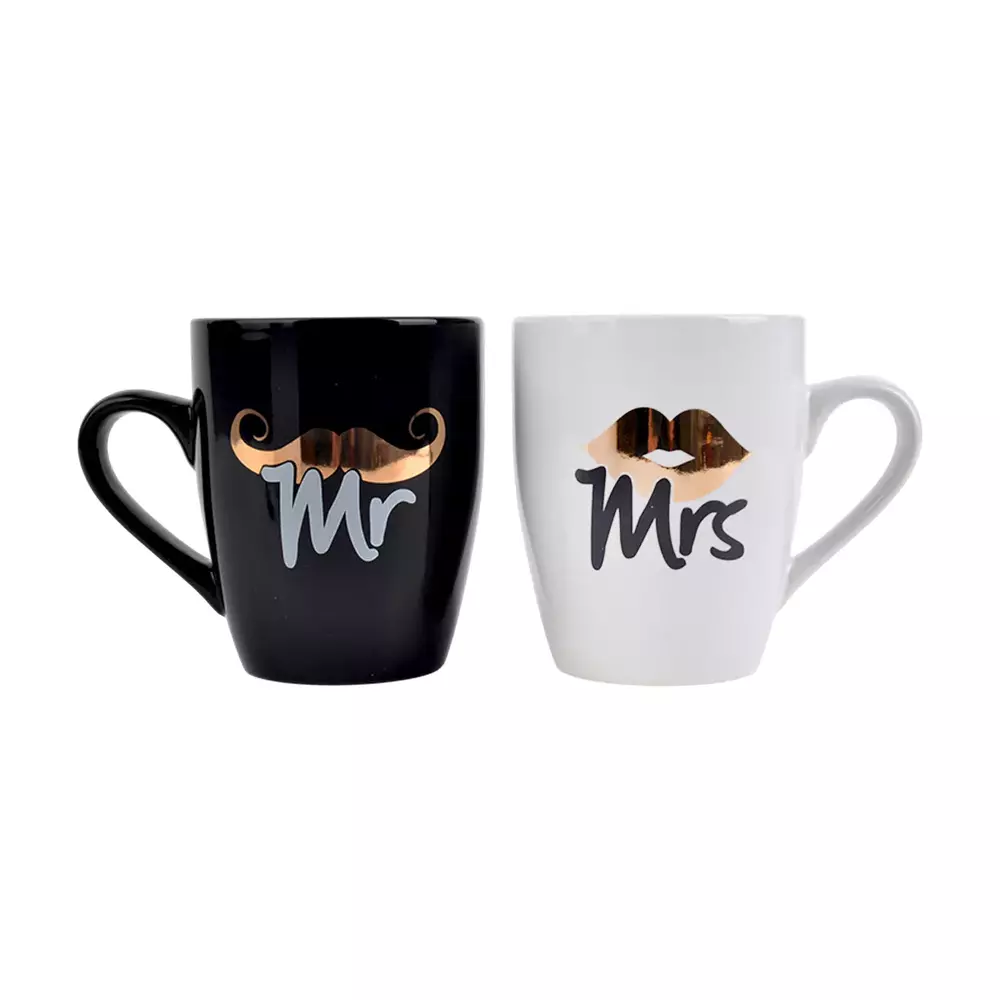 BlackWhite - Zestaw 2 kubków Baryłka 300ml - MR/MRS (złoto metalik) 1