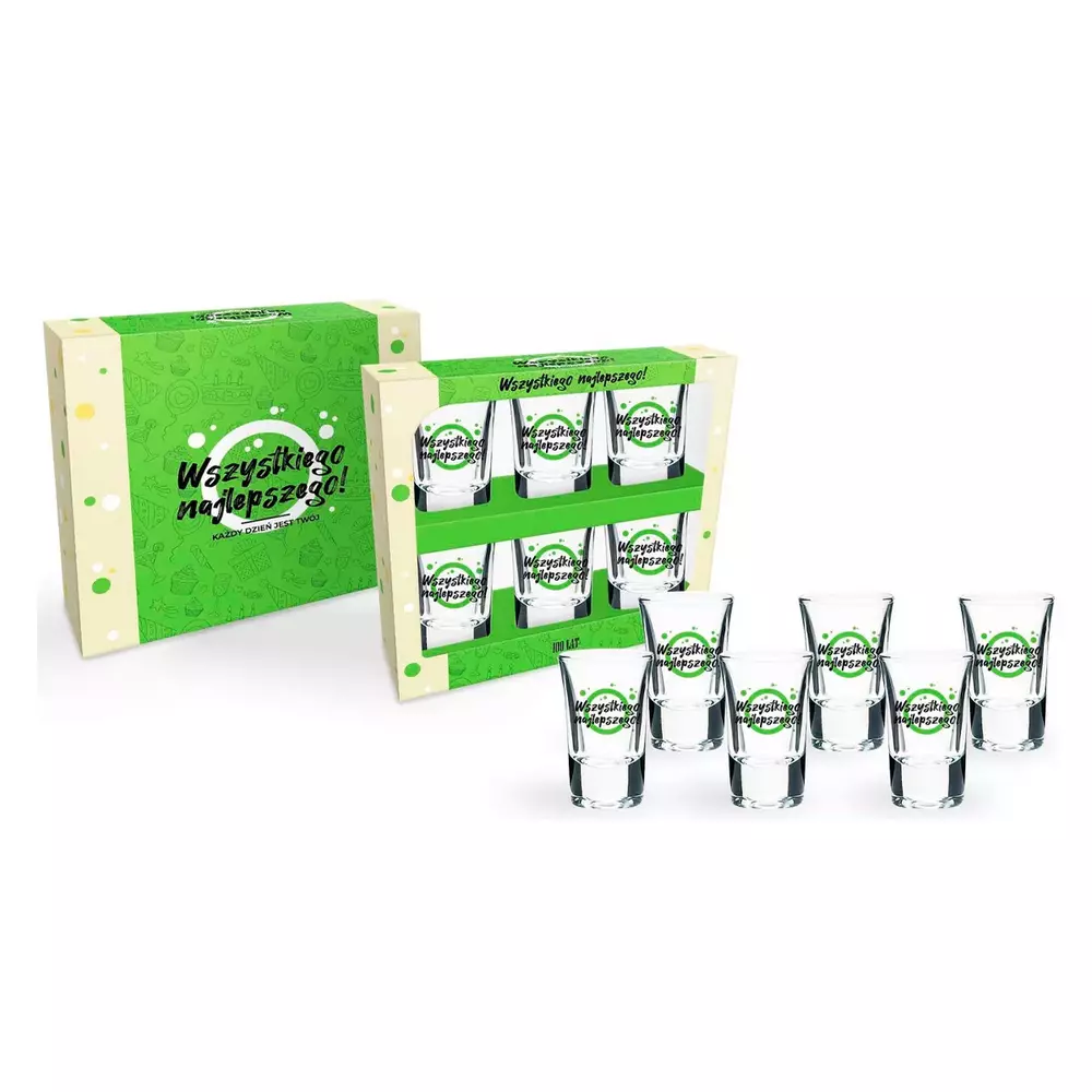 Happy Day Zestaw 6 kieliszków 35ml Green - Wszystkiego najlepszego 1