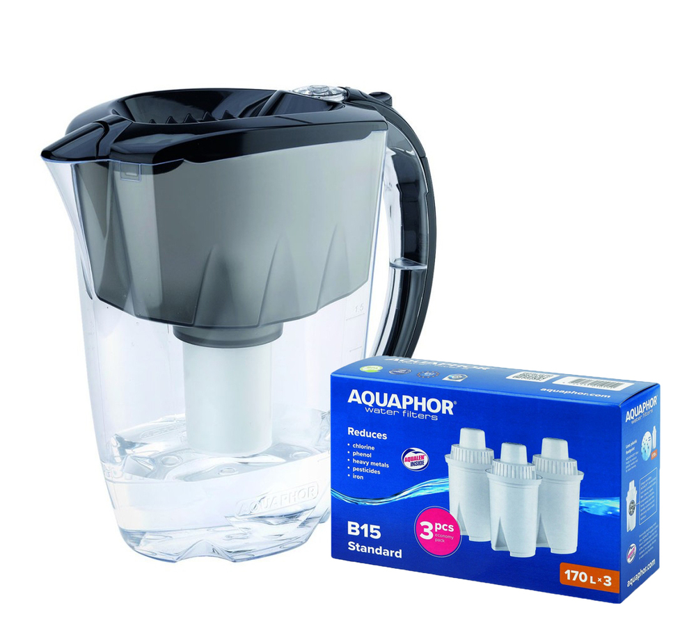 Aquaphor dzbanek filtrujący Ideal z 3 wkładami B15 Standart Czarny 1