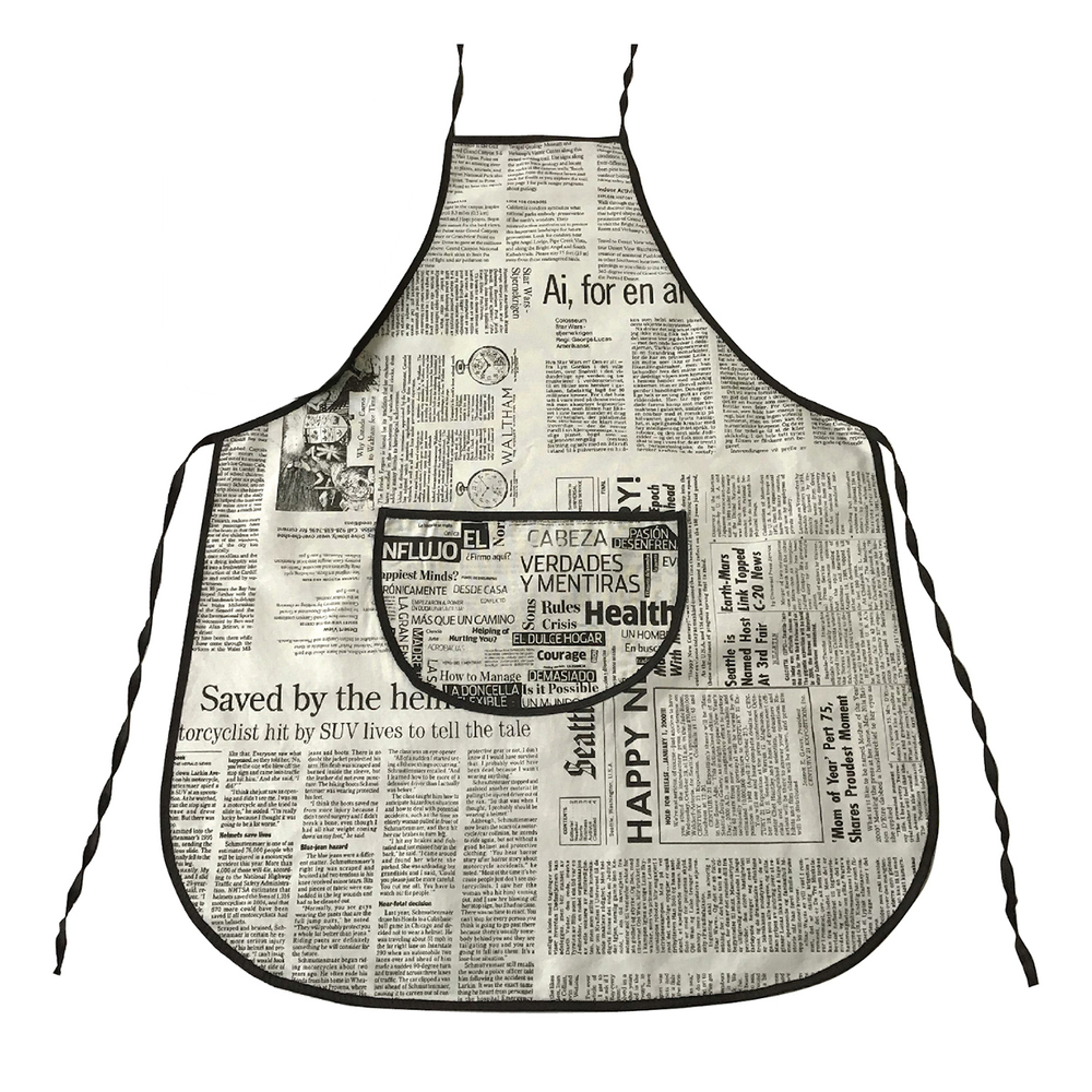 Fartuch PL gazeta szaro-czarny 1