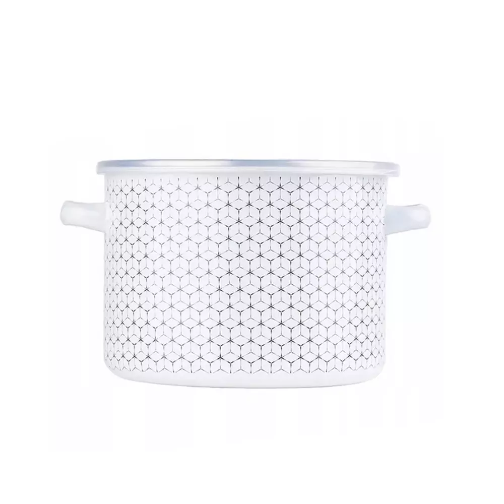 Garnek emaliowany z plastikową pokrywką 14cm plaster miodu 1,3L 1