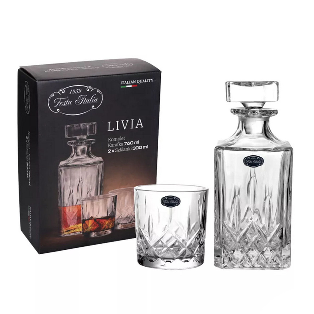 Kpl. Karafka 760ml/2 szklanki 300ml Livia GB12024JC 1