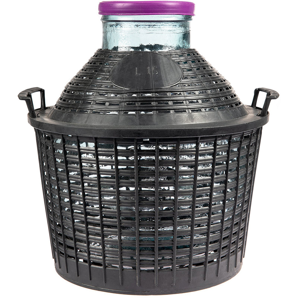644115 balon do wina 15l szeroka szyjka w koszyku plast. 1