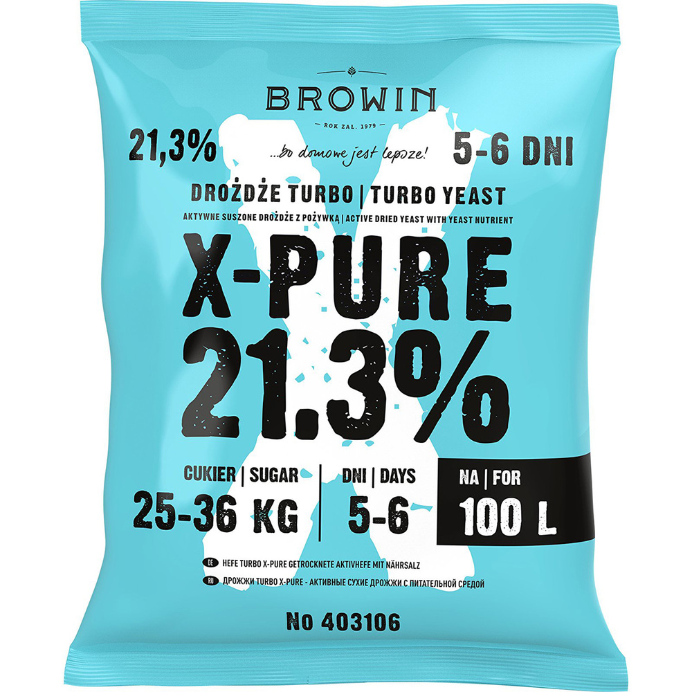 403106 drożdże Turbo X-Pure 21,3% 360g 100l 1
