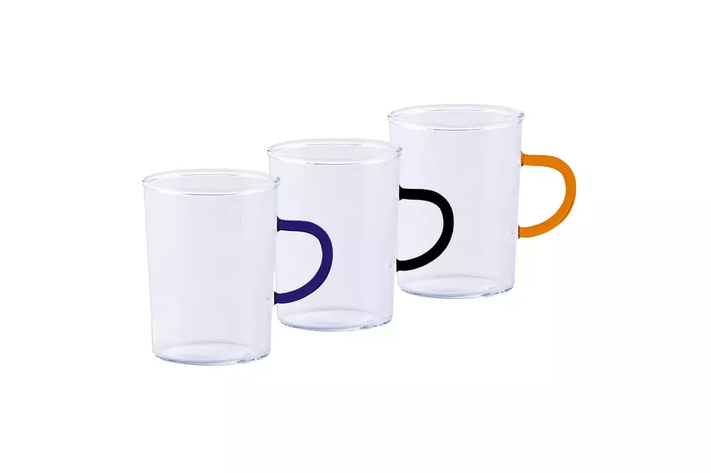 szklanka stożek 0,22l kpl.6szt z kolorowym uchem 1