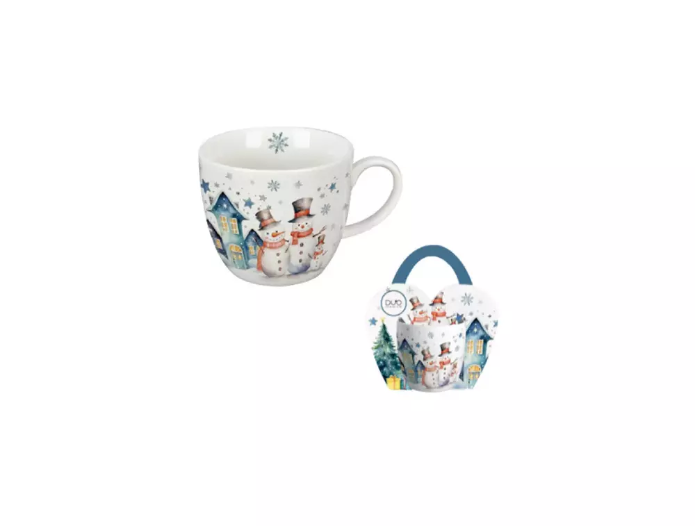 Duo Kubek 460ml w koszyczku Snowman 1
