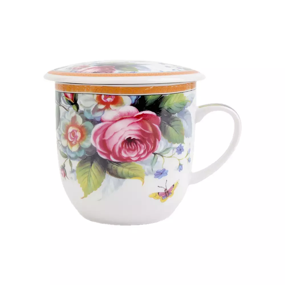 Kubek do herbaty z sitkiem HS-220.3 300ml róża 1