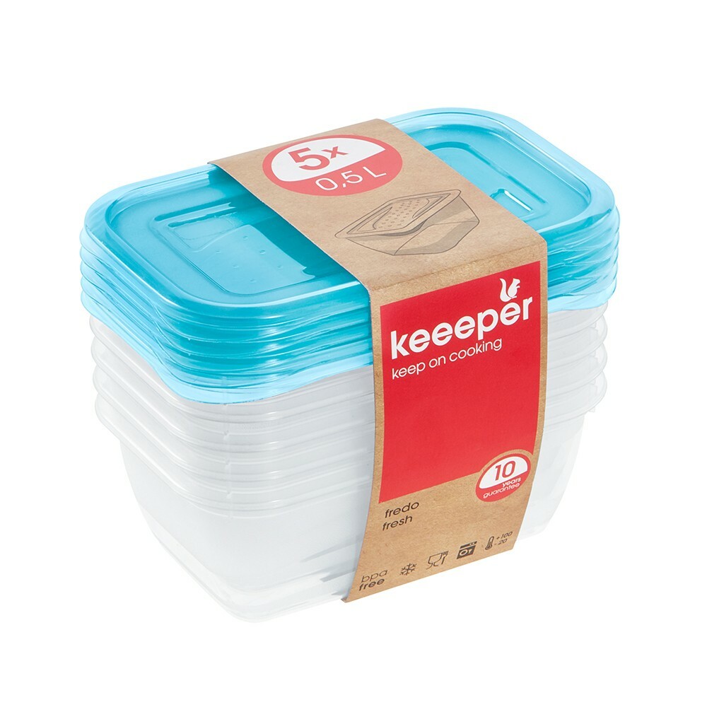 Keeep fredo fresh zestaw poj. prost. 5x0.5L niebieski transp. 1