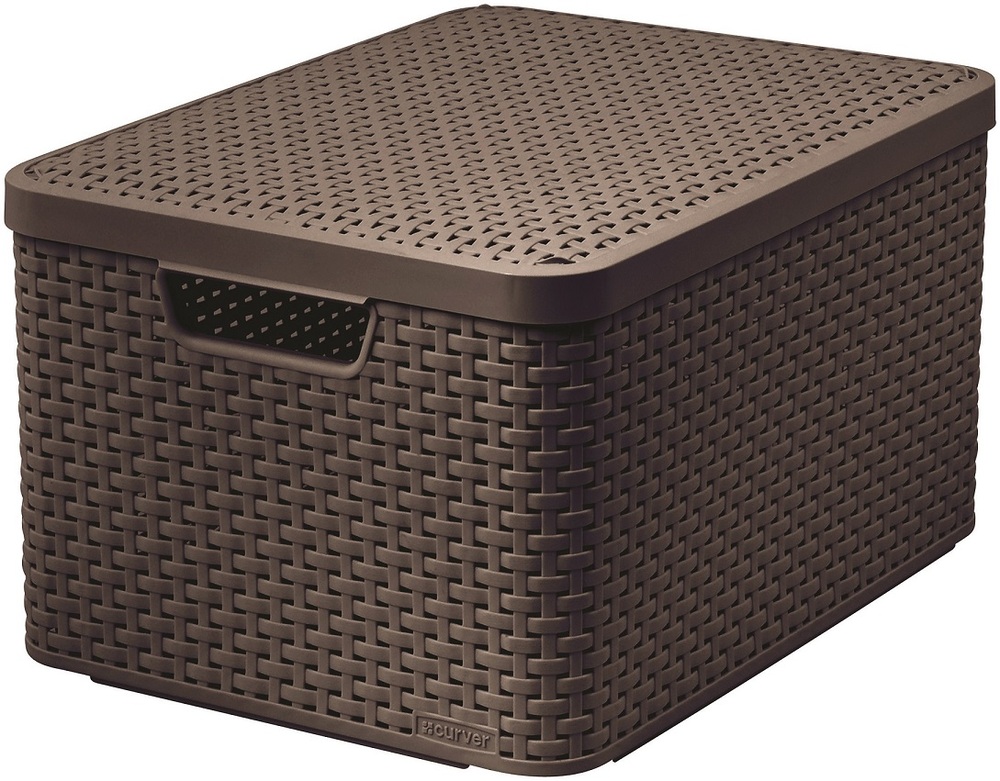 Curver koszyk rattan style box s z pokrywą ciemny brąz 1