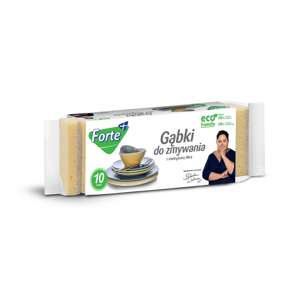 FORTE+ gąbki do zmywania z eko fibrą 10 szt 1