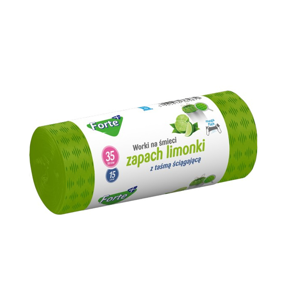Forte+ WNS LDPE z taśmą moletowane zapach limonka 35l 15szt. 1