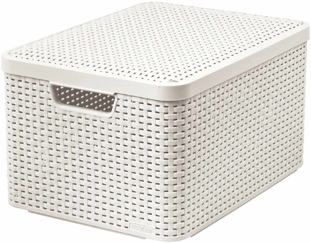 Curver koszyk rattan style box l z pokrywą krem 1