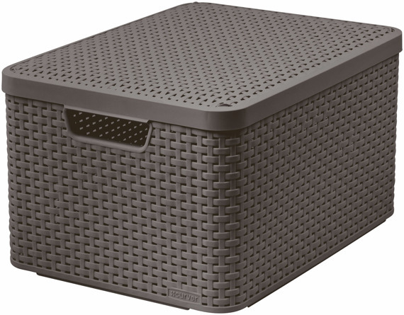 Curver koszyk rattan style box l z pokrywą ciemny szary 1