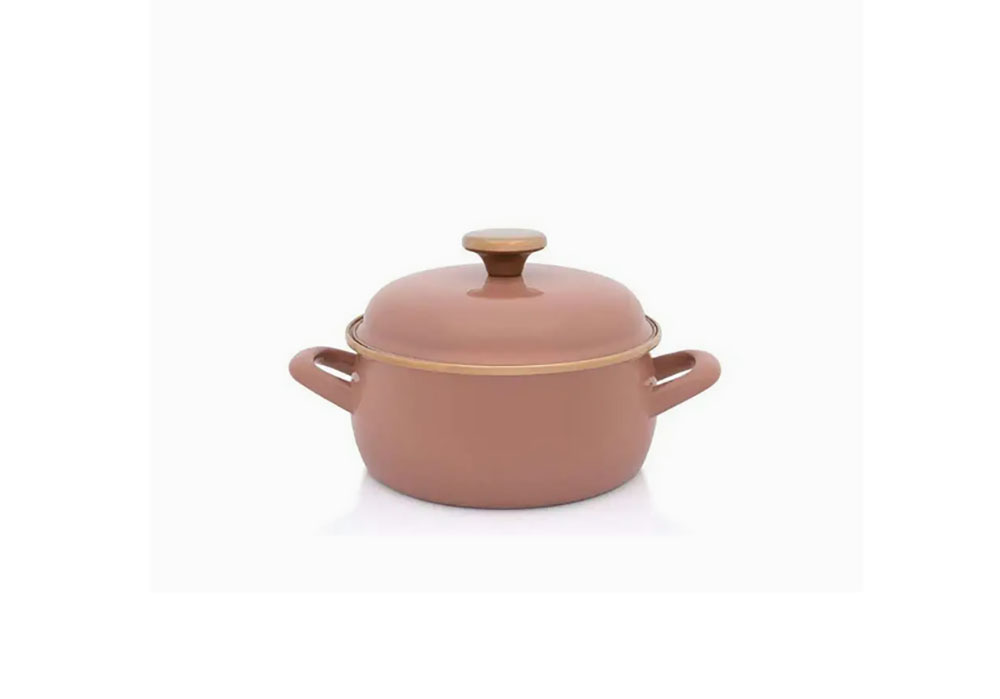 Metalac Mocha Mousse Garnek emaliowany niski z pokrywką 18cm 1