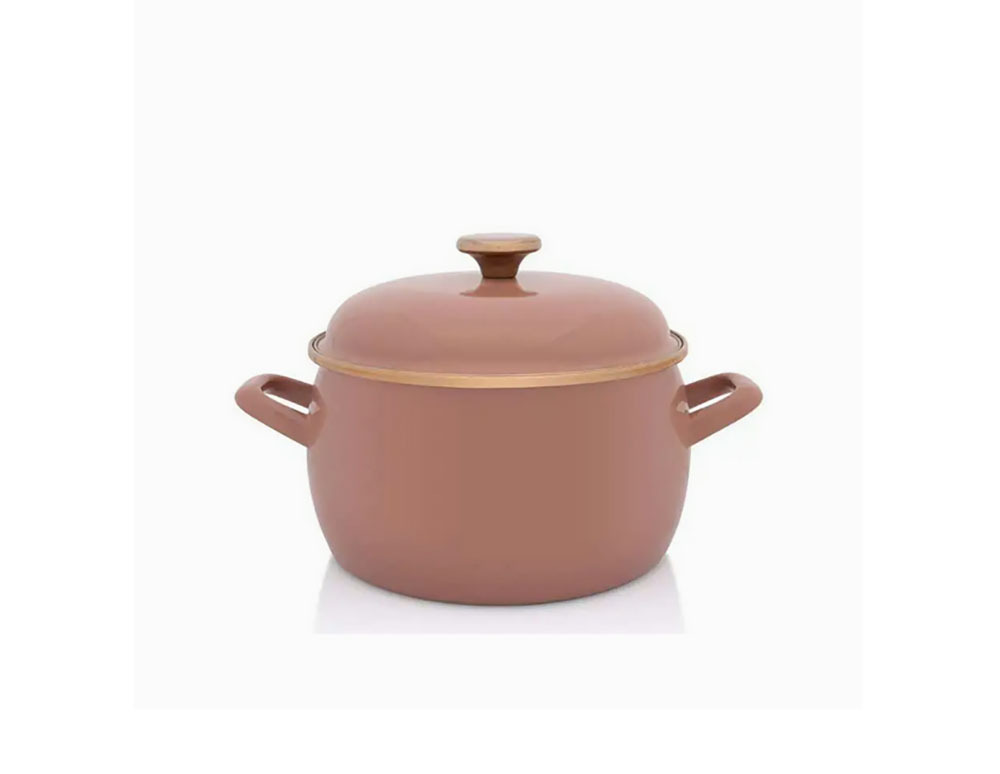 Metalac Mocha Mousse Garnek emaliowany z pokrywką 22cm/5,4L 1