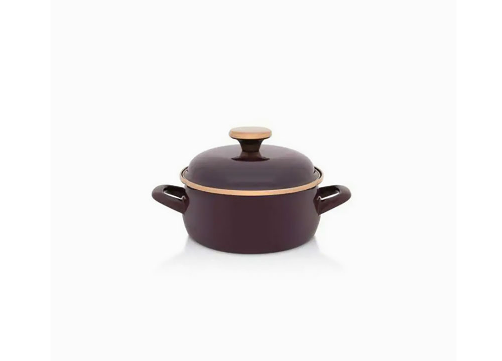 Metalac Bordeaux Princ Garnek emaliowany niski z pokrywką 16cm/1,5L 1