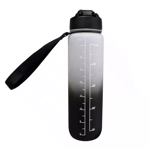 Miowi Butelka na wodę ze słomką 1000ml czarno-biała 1