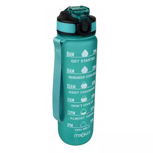Miowi Butelka na wodę ze słomką 1000ml Turkusowa 1
