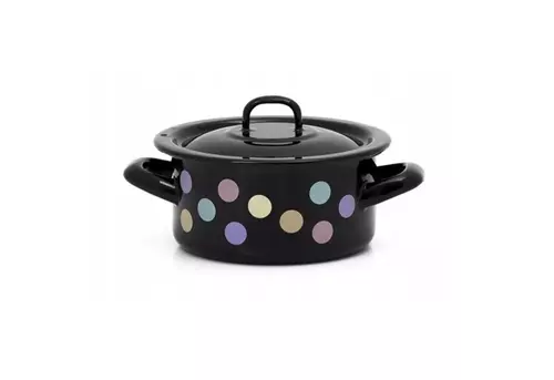 Metalac Pastel Kropki Garnek z pokrywką 14cm/1L 1