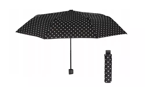 Parasol przeciwdeszczowy manualny składany Perletti czarny kropki + pokrowiec 12334 1