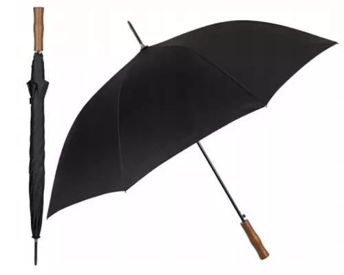 Parasol automatyczny duży odblaskowy czarny drewniana rączka długi 9601001 1