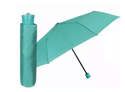 Parasol przeciwdeszczowy manualny składany Perletti turkusowy z pokrowcem 9600508 1