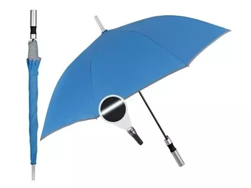 Parasol automatyczny duży odblaskowy niebieski srebrna rączka długi 9601405 1